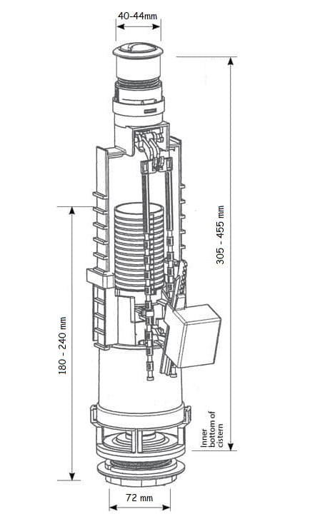 K99-0063 Cersanit Zawór spłukujacy do kompaktu 3/6 l