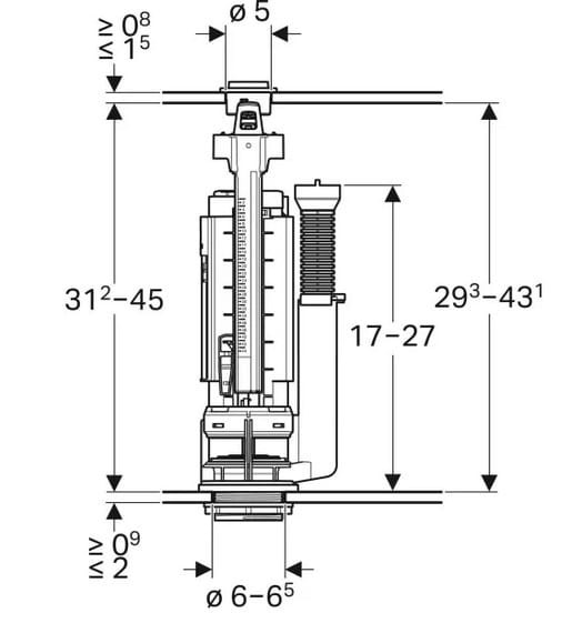 282.352.21.1 Zawór sustowy typ290, d50, spłukiwanie dwudzielne ( Aplauz, Impuls, Nova Top )-101499