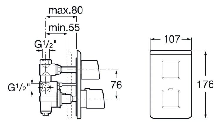 5A2950C00 THESIS bateria wannowo-natryskowa podtynkowa Chrom-101673