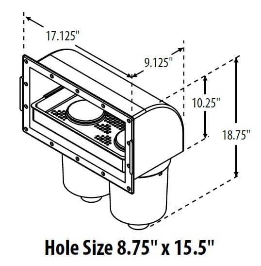 Warerway skimerofiltr - otwór montażowy 390*220 mm komplet bez nakładki i śrób montażowych- powystawowy 515-6610-101885
