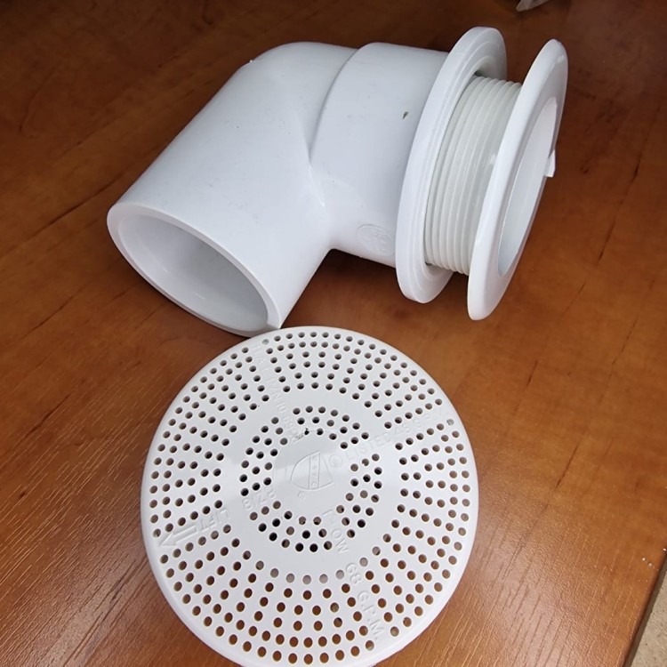 Ssak kompletny kątowy do wanny z hydromasażem - przyłącze klej fi 50mm Białe-102003
