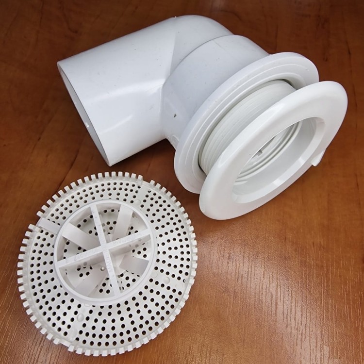 Ssak kompletny kątowy do wanny z hydromasażem - przyłącze klej fi 50mm Białe-102006