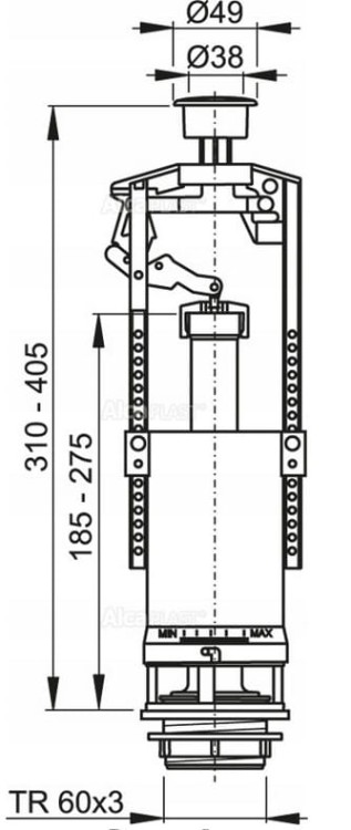 Zawór spustowy oszczędny ze stopem przycisk Chrom-102080