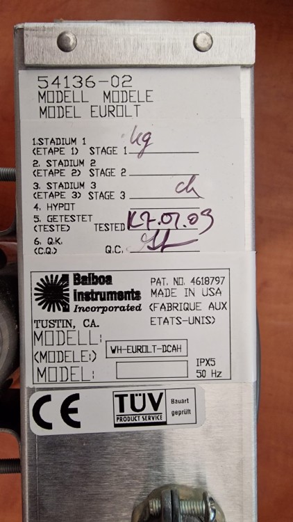 Balboa Modół 54136-02 ( elektronika+grzałka 2kW+czujnik przepływu) pompa wody 2-bieg, światło, ozonator-z nakrętkami montażowymi-102231