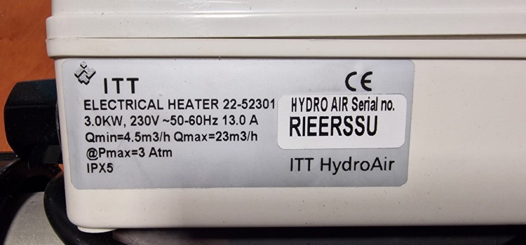 Hydroair Grzałka 3kW z termikiem i regulacją temperatury bez nakrętek montażowych-102501