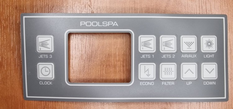 Naklejka / film / folia na panel sterujący ASTREL/GECKO TSC-4/K-4 (JET 1 , JET 2 , JET 3 , BLOVER , LIGHT) - logo PoolSpa-102558