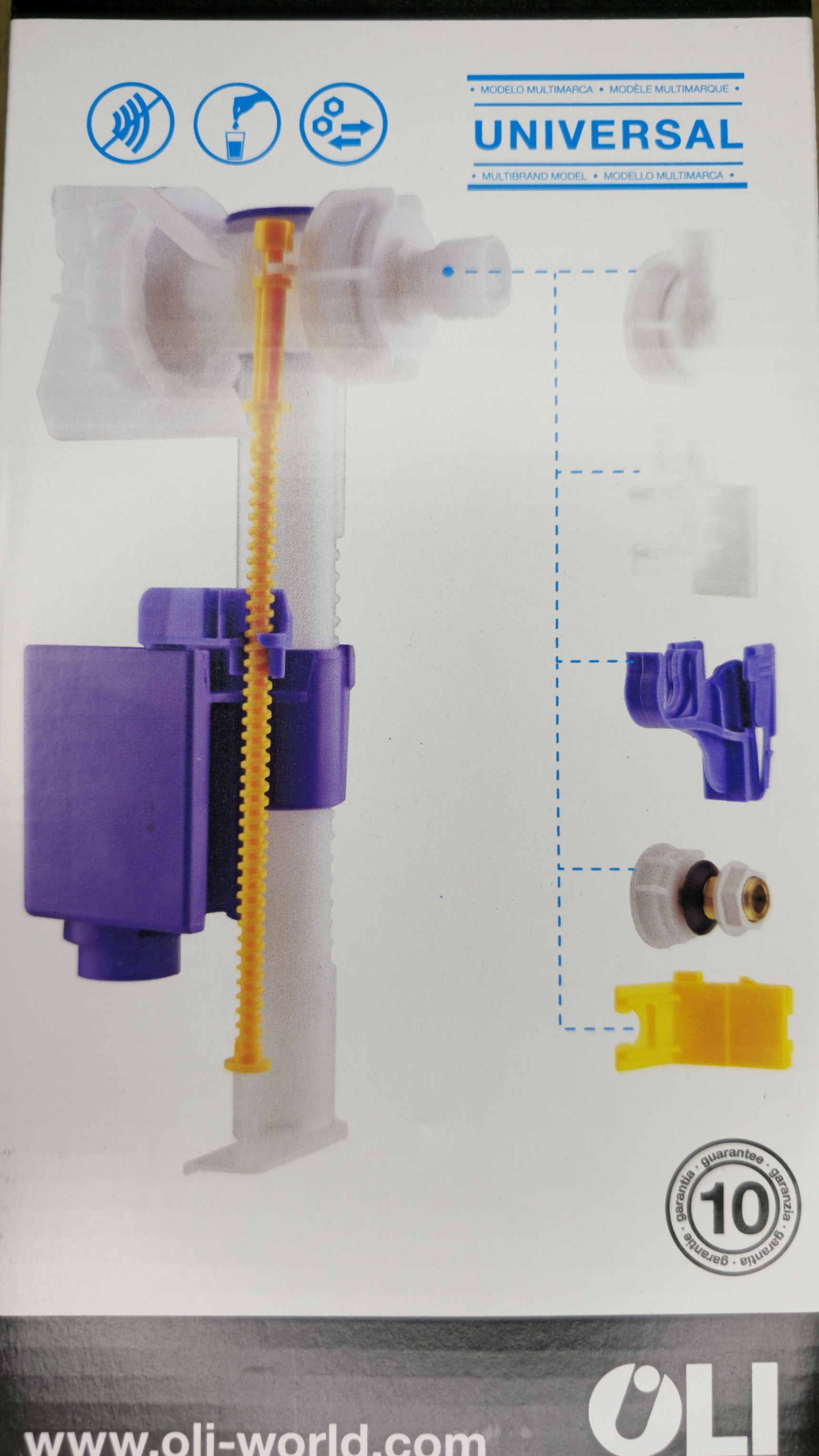 884379 OLI One zawór napełniający 3/8 z przyłączem bocznym i górnym wraz z uchwytami - zastępczy do mechanizmów 99235002000 , 021203 , 99400100000