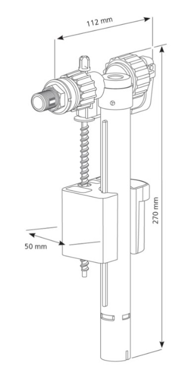 K99-0067 / 10009902 Cersanit / Siamp Zawór napełniający do stelaża COMPACT 95L 3/8" plastik