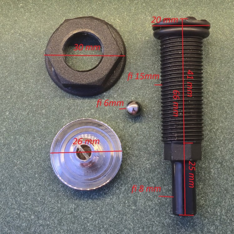 PPM0500400 Dysza powietrzna z zaworkiem zwrotnym do hydromasażu firmy Koło - korpus + nakrętka + nakładka Chrom