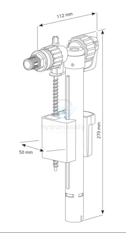 10009907 Siamp Zawór napełniający do stelaża  COMPACT 95L-1/2" z gwintem metalowym -103144